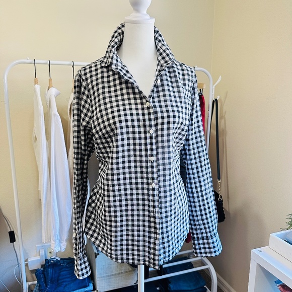 J. Crew | black & white gingham The Perfect Shirt sz. S - Picture 2 of 9